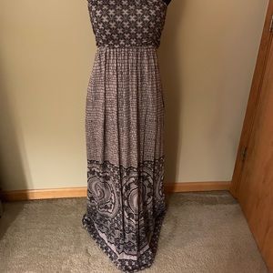 Grey & Black Patterned Maxi Dress